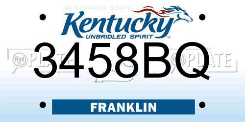 3458BQ Kentucky License Plate