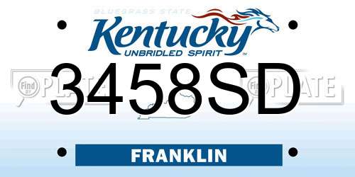 3458SD Kentucky License Plate