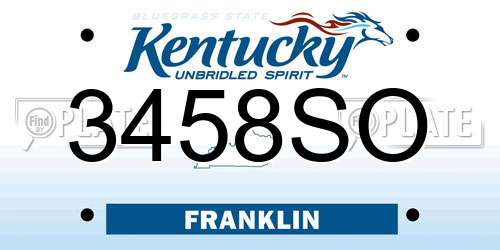 3458SO Kentucky License Plate
