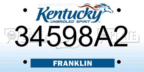 34598A2 Kentucky License Plate