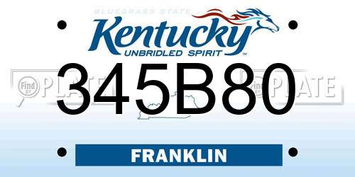 345B80 Kentucky License Plate