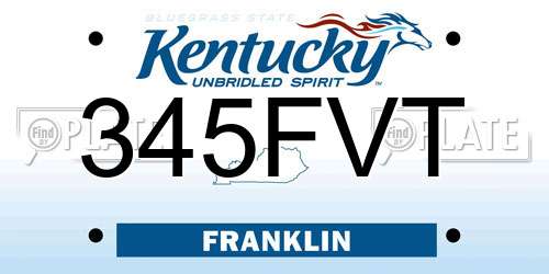 345FVT Kentucky License Plate