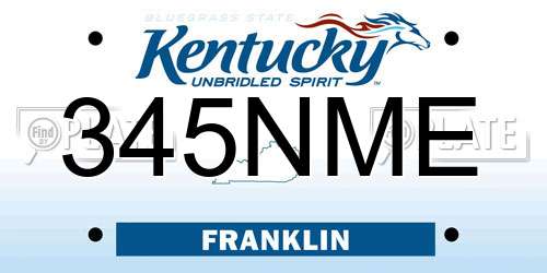 345NME Kentucky License Plate