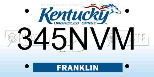 345NVM Kentucky License Plate