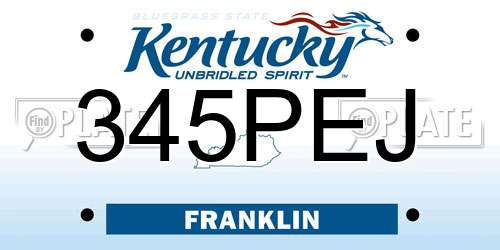 345PEJ Kentucky License Plate