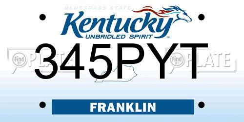 345PYT Kentucky License Plate