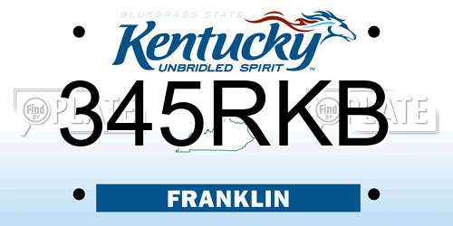 345RKB Kentucky License Plate
