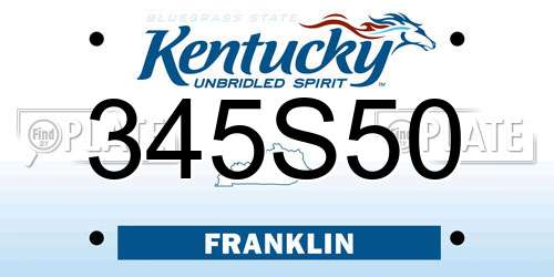 345S50 Kentucky License Plate