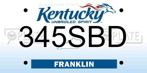 345SBD Kentucky License Plate