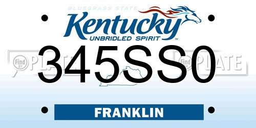 345SS0 Kentucky License Plate