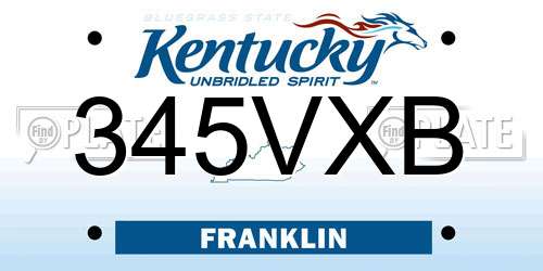 345VXB Kentucky License Plate