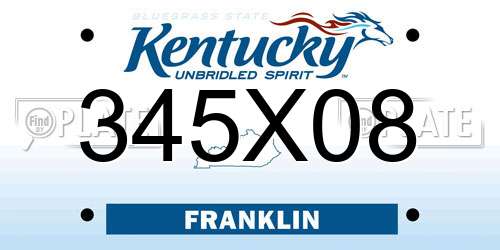 345X08 Kentucky License Plate
