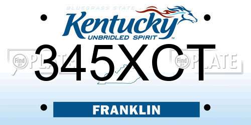 345XCT Kentucky License Plate