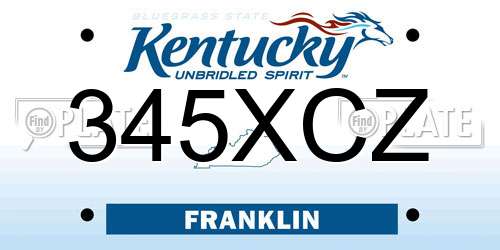 345XCZ Kentucky License Plate