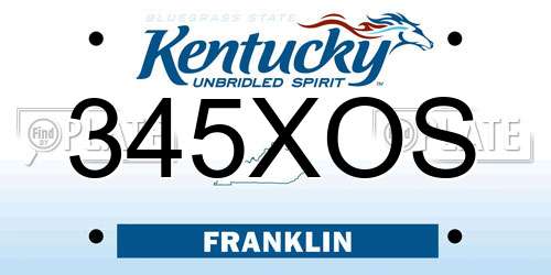 345XOS Kentucky License Plate