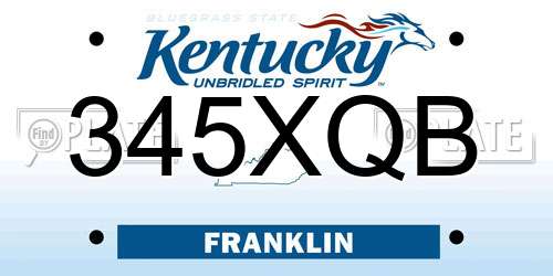 345XQB Kentucky License Plate