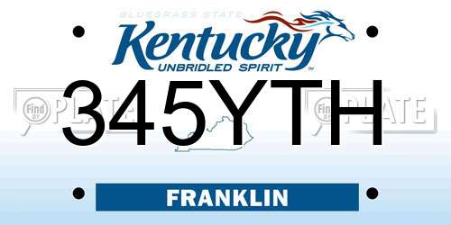 345YTH Kentucky License Plate