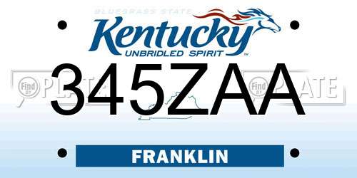 345ZAA Kentucky License Plate