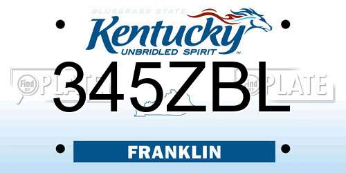 345ZBL Kentucky License Plate