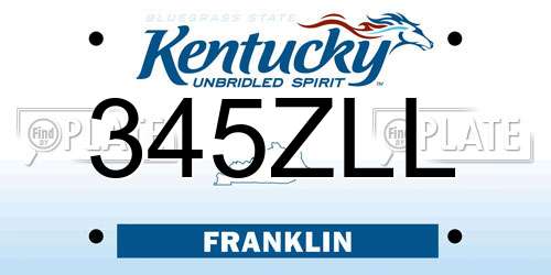 345ZLL Kentucky License Plate