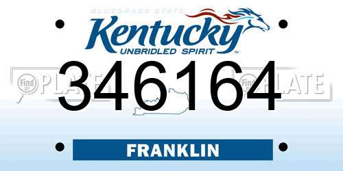 346164 Kentucky License Plate