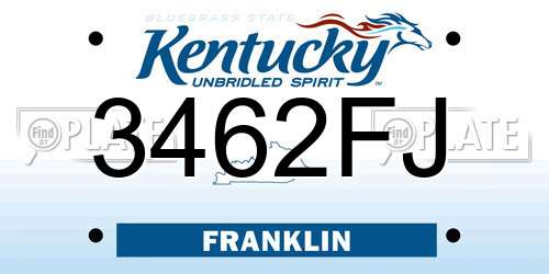 3462FJ Kentucky License Plate