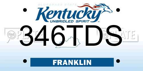 346TDS Kentucky License Plate