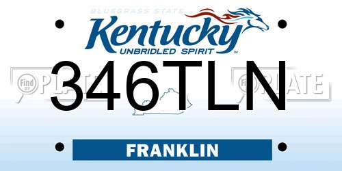 346TLN Kentucky License Plate