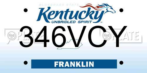 346VCY Kentucky License Plate