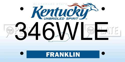 346WLE Kentucky License Plate