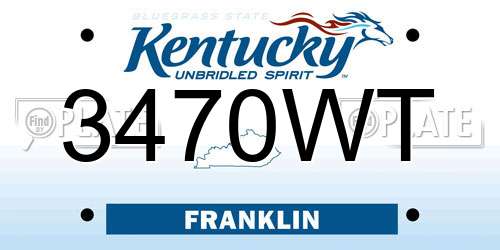 3470WT Kentucky License Plate
