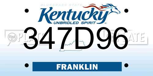 347D96 Kentucky License Plate