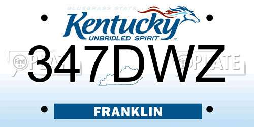 347DWZ Kentucky License Plate