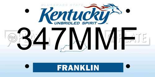 347MMF Kentucky License Plate