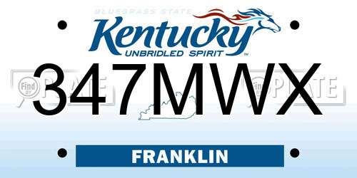 347MWX Kentucky License Plate