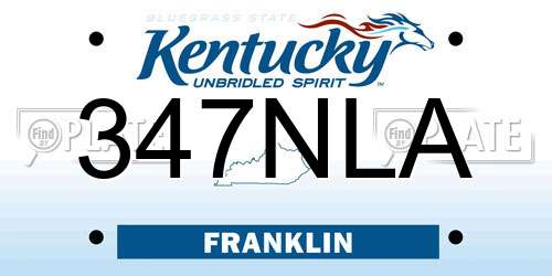 347NLA Kentucky License Plate