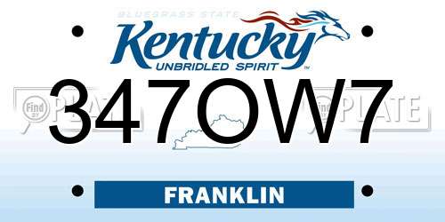 347OW7 Kentucky License Plate