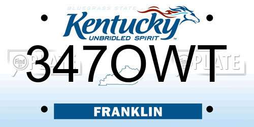 347OWT Kentucky License Plate