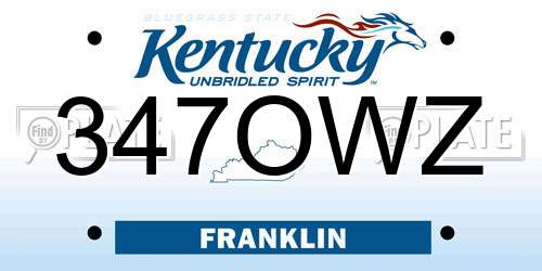 347OWZ Kentucky License Plate