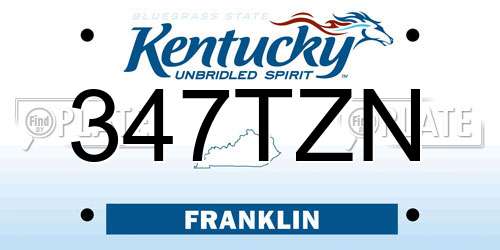 347TZN Kentucky License Plate