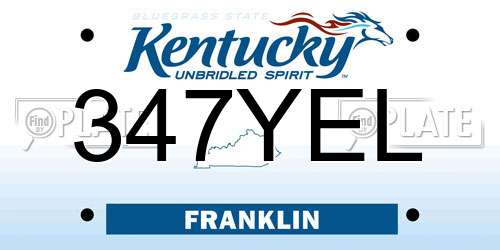 347YEL Kentucky License Plate