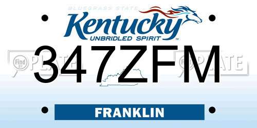 347ZFM Kentucky License Plate