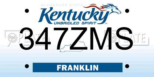 347ZMS Kentucky License Plate