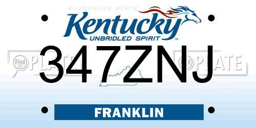 347ZNJ Kentucky License Plate