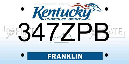 347ZPB Kentucky License Plate