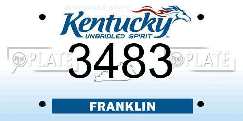 3483 Kentucky License Plate