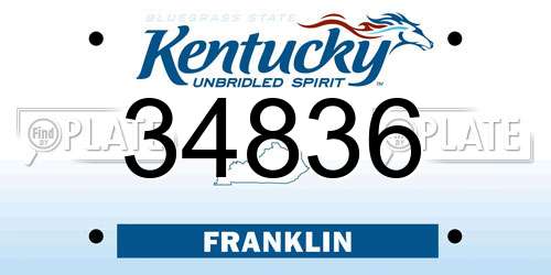 34836 Kentucky License Plate