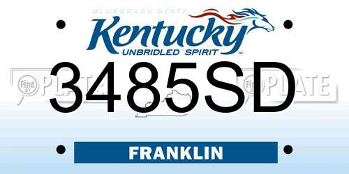 3485SD Kentucky License Plate