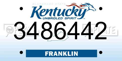 3486442 Kentucky License Plate