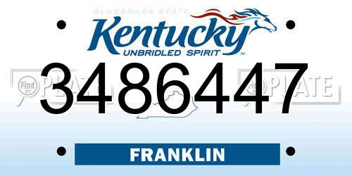 3486447 Kentucky License Plate